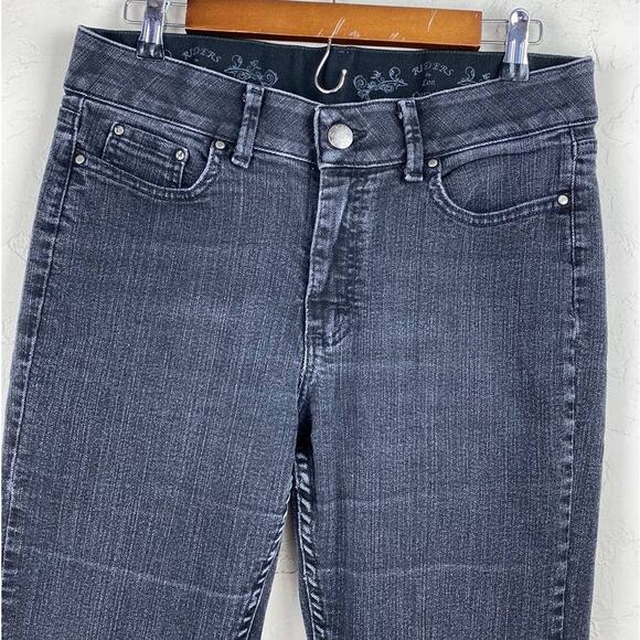 Riders by Lee Curvier Women Black Wash Denim Mid Rise Straight Leg Jeans 10 M - Picture 2 of 8